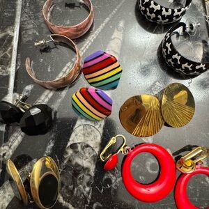 Vintage 80’s Earrings set set of 7 Pairs Colorful